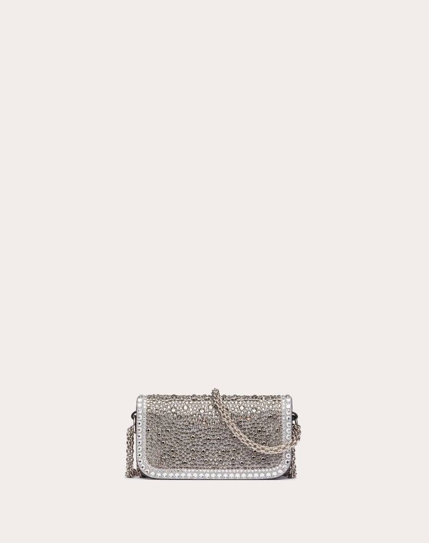 Valentino Handbags Borsa Piccola A Spalla Valentino Garavani Locò Con Strass per Donna in Crystal/nero/antracite | Valentino IT Sottocosto