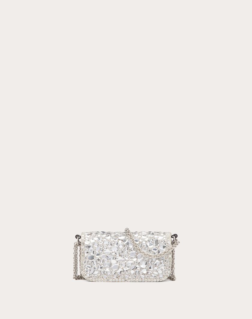 Valentino Handbags Borsa Piccola A Spalla Locò Con Cristalli per Donna in Argento | Valentino IT Presa