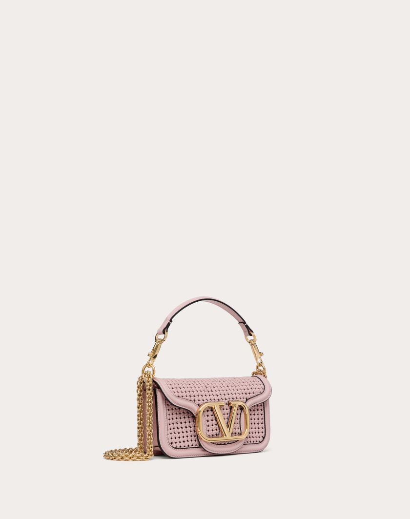 Valentino Handbags Borsa Piccola A Spalla Valentino Garavani Locò In Pelle Intrecciata per Donna in Rose Quartz | Valentino IT Sconto