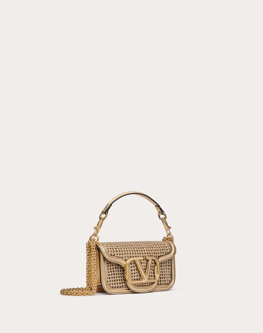 Valentino Handbags Borsa Piccola A Spalla Valentino Garavani Locò In Pelle Intrecciata Metallizzata per Donna in Oro | Valentino IT Offerta