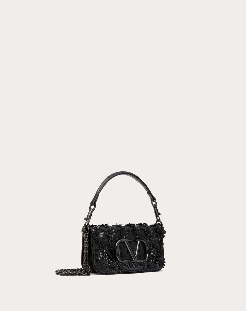 Valentino Handbags Borsa Piccola A Spalla Valentino Garavani Locò Ricamata In Anguilla per Donna in Nero | Valentino IT Economico