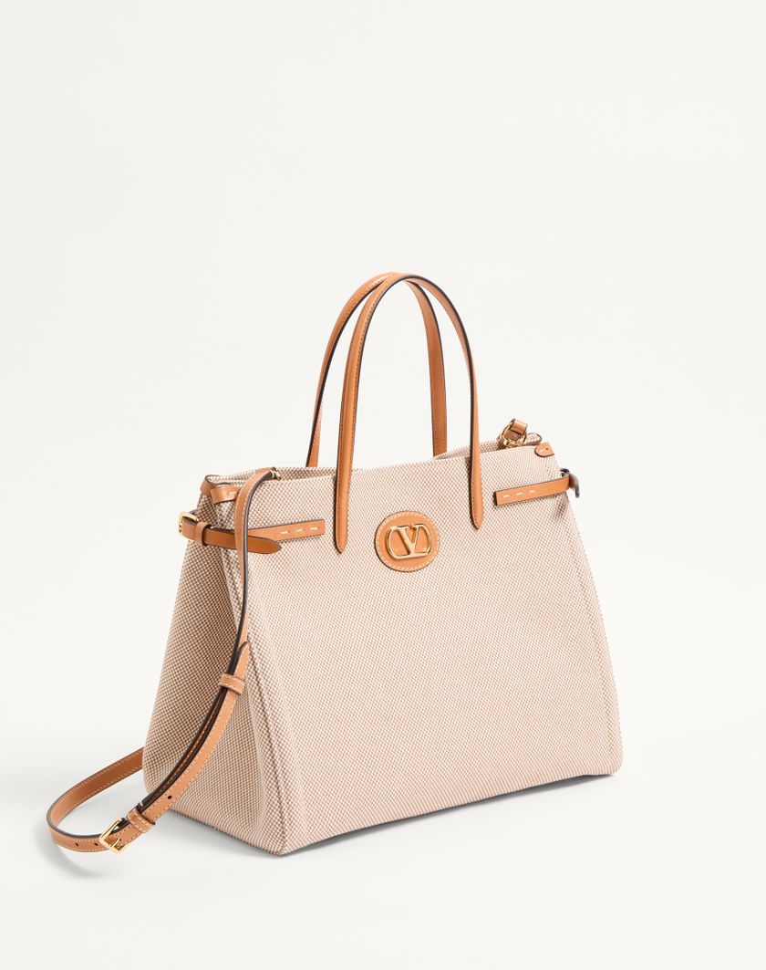 Valentino Handbags Borsa Shopping Media Valentino Garavani Antibes In Canvas per Donna in Naturale/tabacco | Valentino IT In Linea