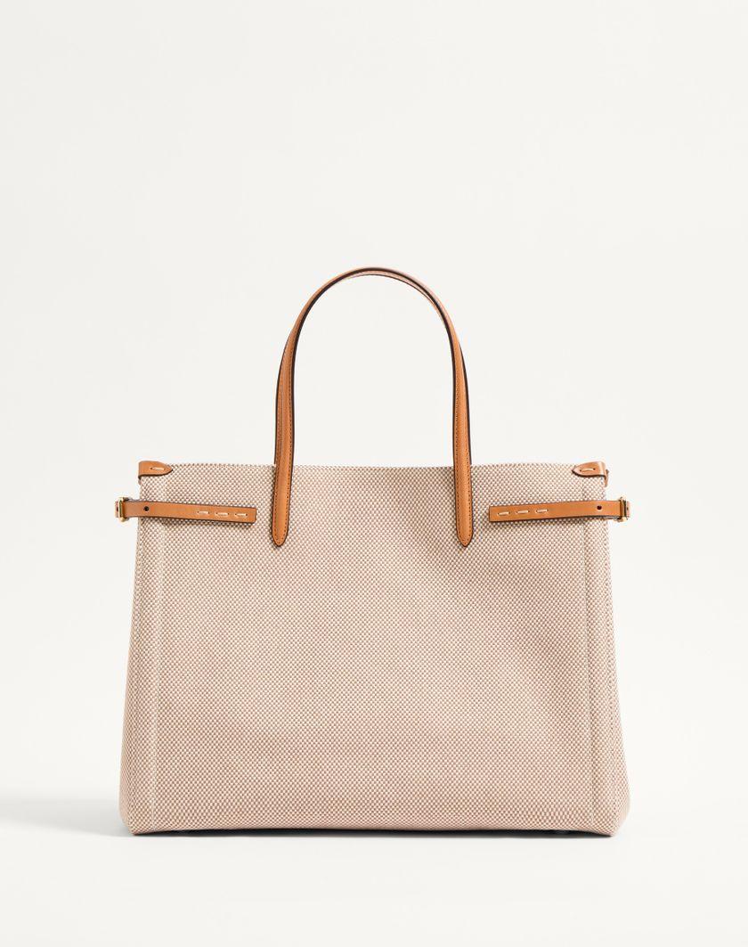 Valentino Handbags Borsa Shopping Media Valentino Garavani Antibes In Canvas per Donna in Naturale/tabacco | Valentino IT In Linea