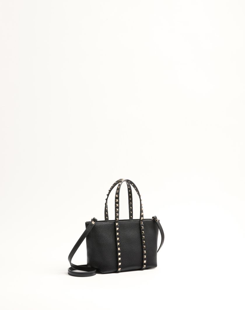 Valentino Handbags Borsa Shopping Piccola Valentino Garavani Rockstud In Vitello Granato per Donna in Nero | Valentino IT Promozione