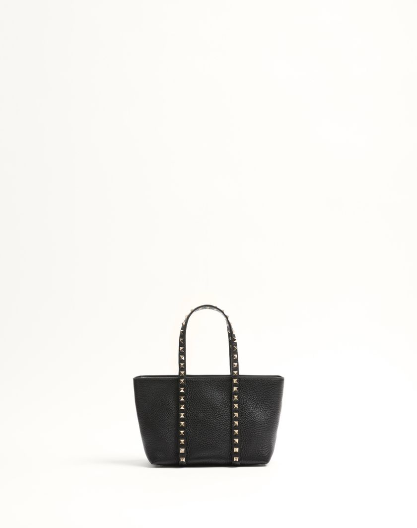 Valentino Handbags Borsa Shopping Piccola Valentino Garavani Rockstud In Vitello Granato per Donna in Nero | Valentino IT Promozione