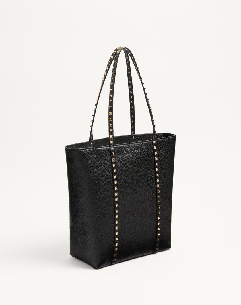 Valentino Handbags Borsa Shopping Valentino Garavani Rockstud In Vitello Granato per Donna in Nero | Valentino IT Spedizione Gratuita