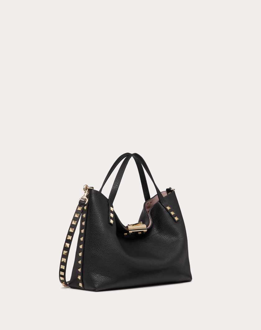 Valentino Handbags Borsa Piccola Rockstud In Vitello Granato Con Fodera A Contrasto per Donna in Nero/rose Quartz | Valentino IT Pezzi Unici