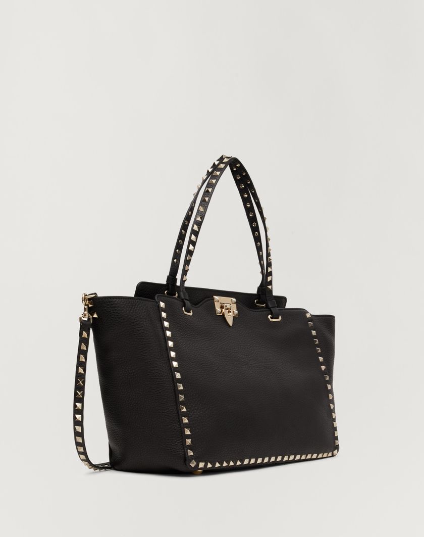 Valentino Handbags Borsa Media Rockstud In Vitello Granato per Donna in Nero | Valentino IT Qualità Garantita