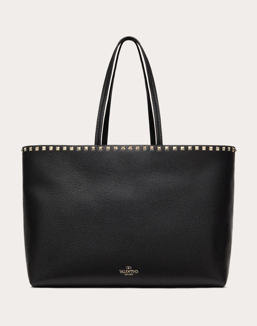 Valentino Handbags Borsa Shopping Rockstud In Vitello Granato per Donna in Mandorla | Valentino IT Negozi Online