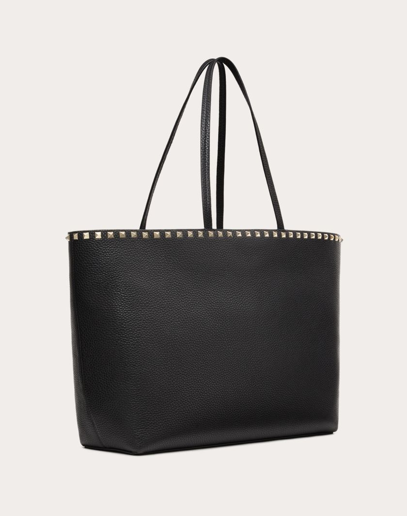 Valentino Handbags Borsa Shopping Rockstud In Vitello Granato per Donna in Nero | Valentino IT Acquista Ora