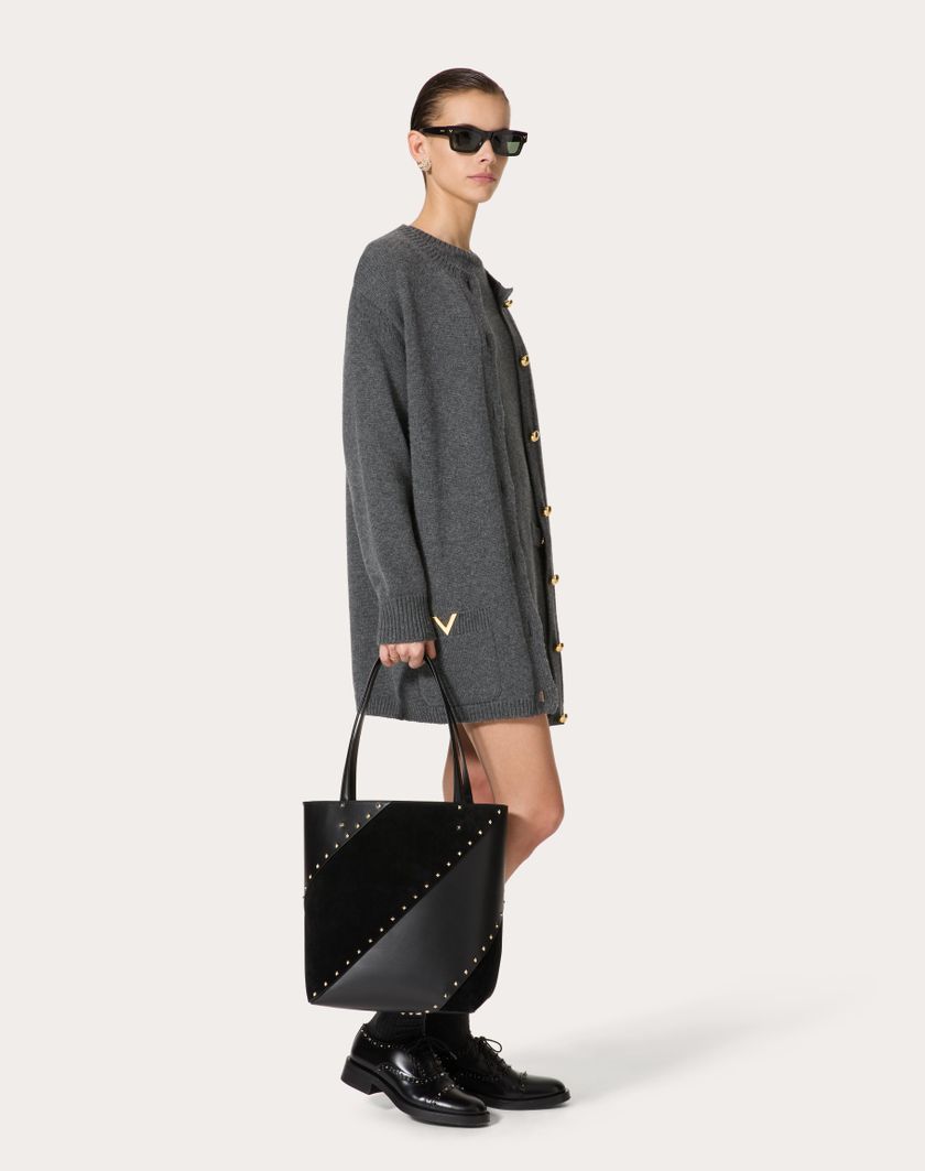 Valentino Handbags Borsa Shopping Valentino Garavani Valentino Garavani Rockstud Wispy In Vitello E Camoscio per Donna in Nero | Valentino IT Fino Al -60%