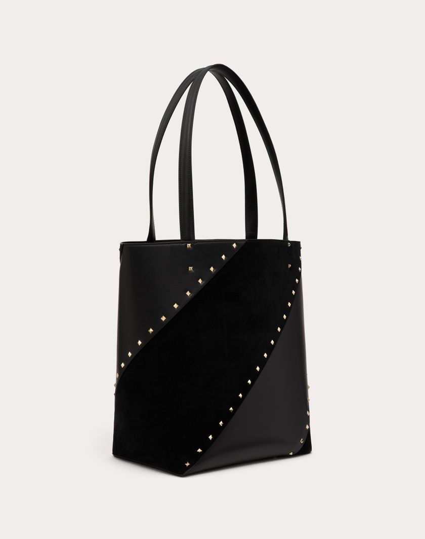 Valentino Handbags Borsa Shopping Valentino Garavani Valentino Garavani Rockstud Wispy In Vitello E Camoscio per Donna in Nero | Valentino IT Fino Al -60%
