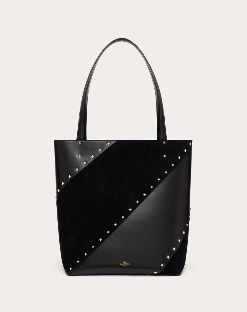 Valentino Handbags Borsa Shopping Valentino Garavani Valentino Garavani Rockstud Wispy In Vitello E Camoscio per Donna in Nero | Valentino IT Fino Al -60%