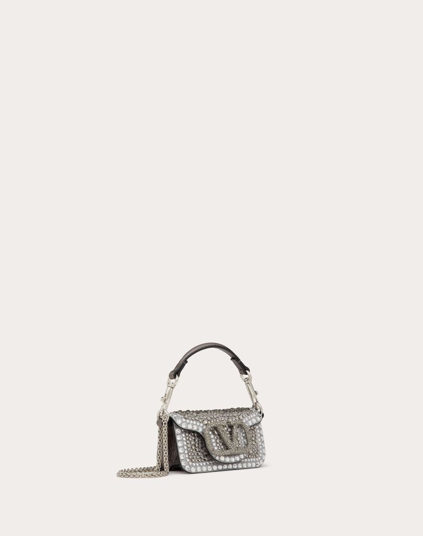 Valentino Handbags Borsa Micro Con Catena Valentino Garavani Locò Con Strass per Donna in Crystal/nero/antracite | Valentino IT Presa
