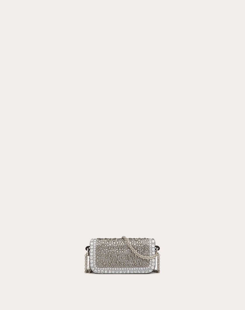Valentino Handbags Borsa Micro Con Catena Valentino Garavani Locò Con Strass per Donna in Crystal/nero/antracite | Valentino IT Presa
