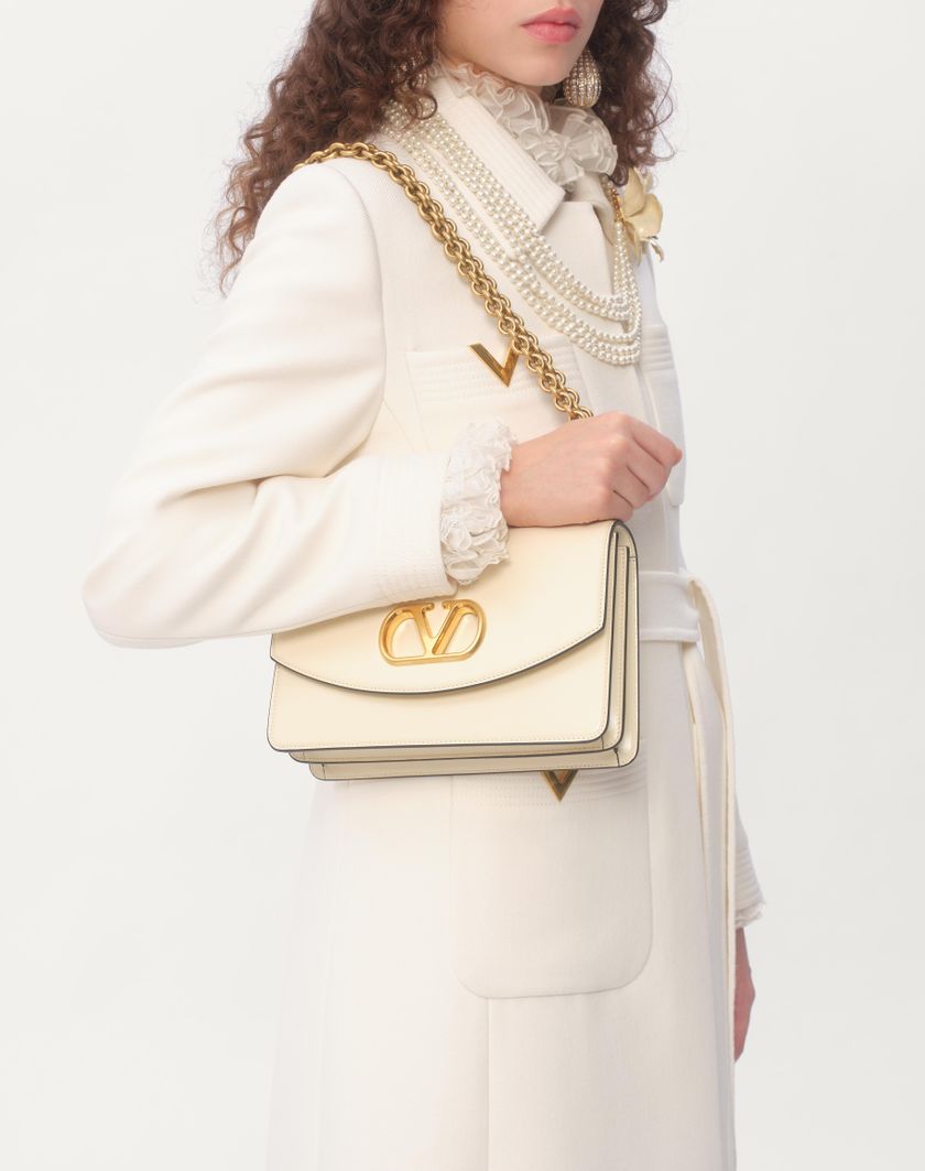 Valentino Handbags Cappotto In Drill Double per Donna in Avorio | Valentino IT Saldi Di Fabbrica