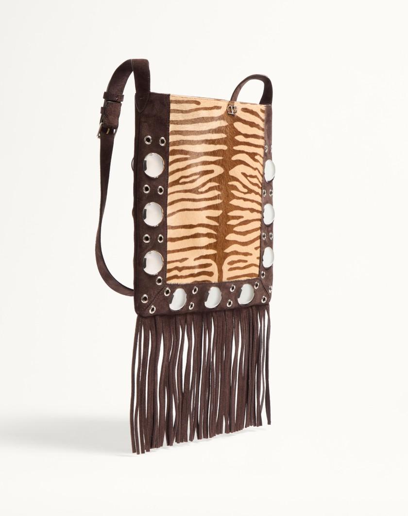 Valentino Handbags Borsa A Spalla Valentino Garavani Nellcôte In Vitello Effetto Pony Animalier Con Frange per Donna in Beige/marrone | Valentino IT Negozio
