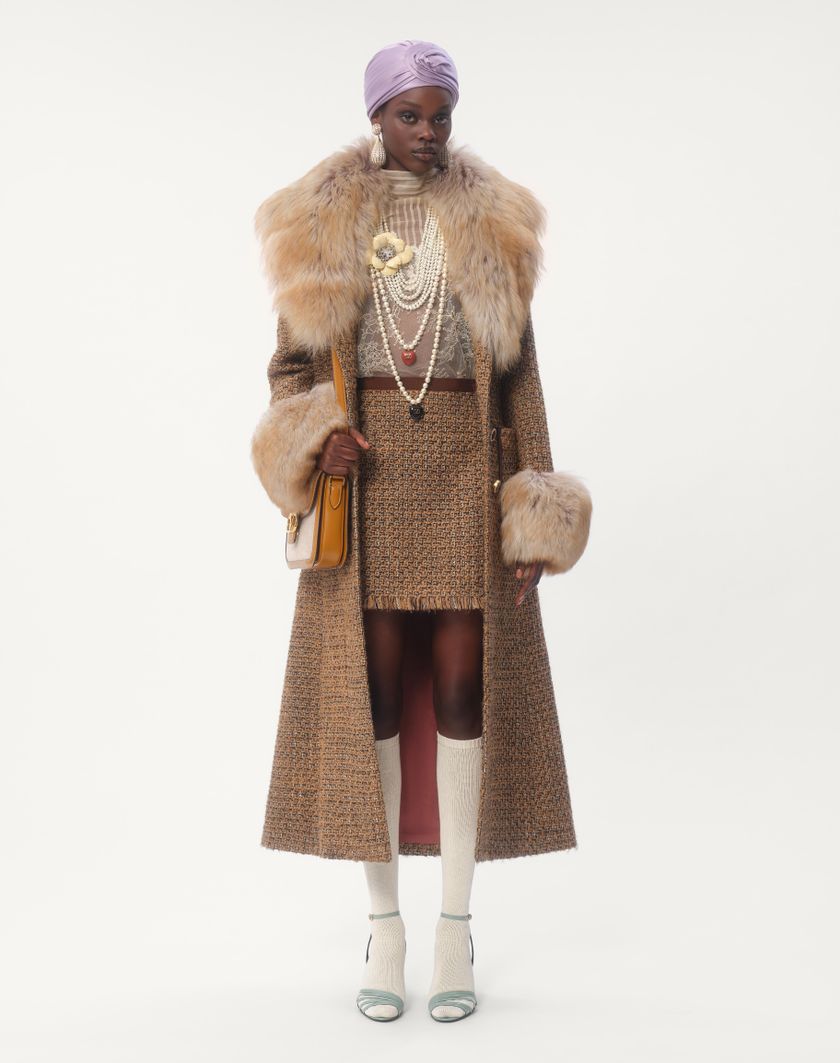 Valentino Handbags Cappotto In Fantasy Tweed per Donna in Marrone/multicolor | Valentino IT Nuova