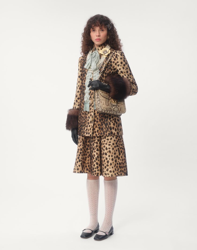 Valentino Handbags Gonna In Panno Stampato Giaguaro Spots per Donna in Animalier | Valentino IT Italy