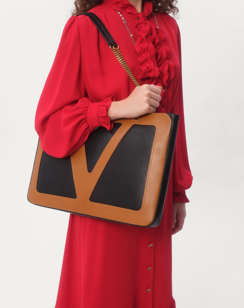 Valentino Handbags Abito Midi In Georgette per Donna in Rosso | Valentino IT 2025