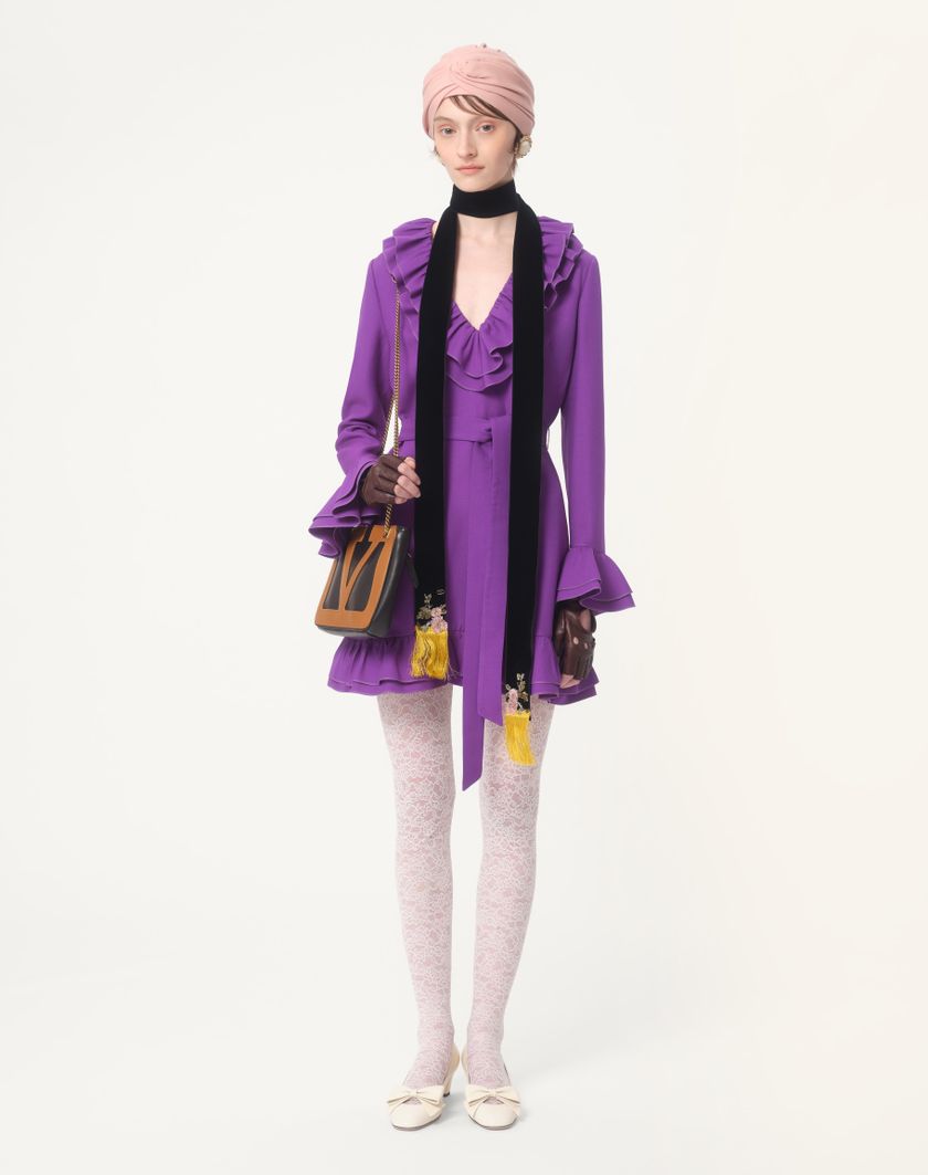 Valentino Handbags Abito Corto In Crepe Couture per Donna in Violet | Valentino IT Qualità