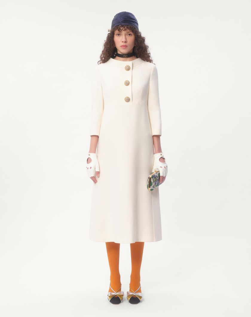 Valentino Handbags Abito Midi In Crepe Couture per Donna in Avorio | Valentino IT Negozi Online