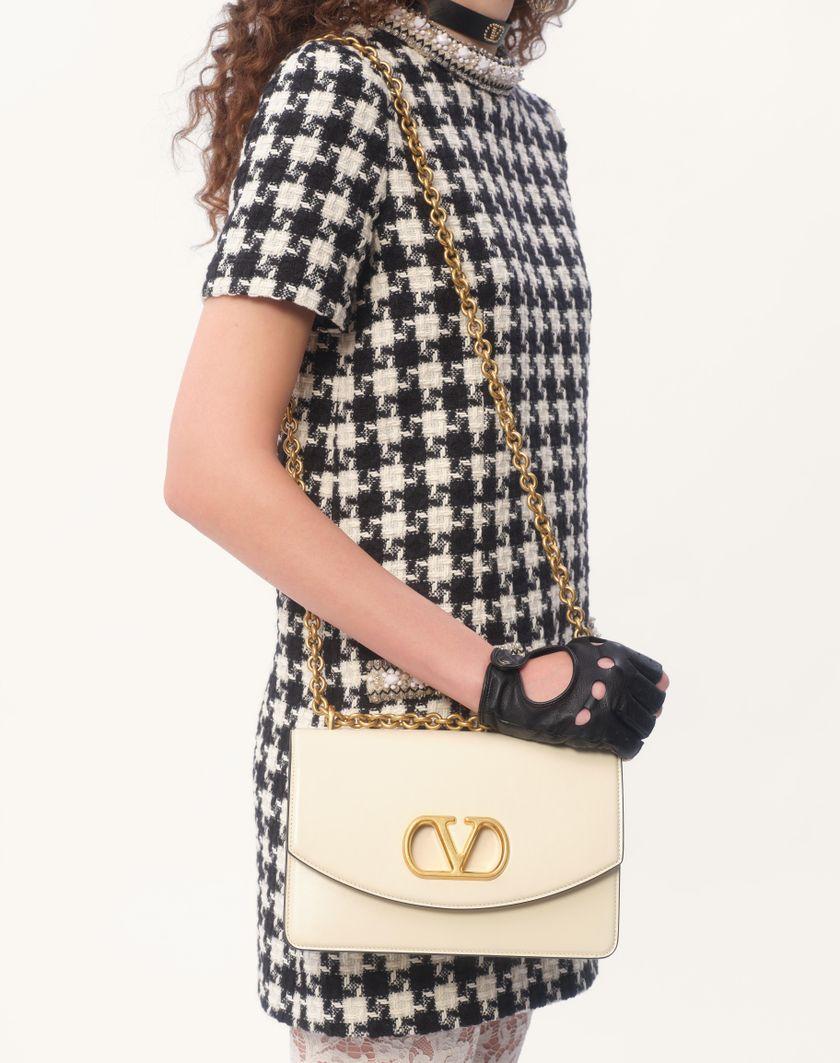 Valentino Handbags Abito Corto In Damier Light Tweed Ricamato per Donna in Avorio/nero | Valentino IT Affare Del Giorno
