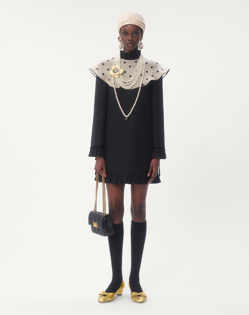 Valentino Handbags Abito Corto In Crepe Couture per Donna in Nero/avorio | Valentino IT Prezzo Ridotto