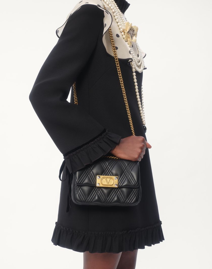 Valentino Handbags Abito Corto In Crepe Couture per Donna in Nero/avorio | Valentino IT Prezzo Ridotto
