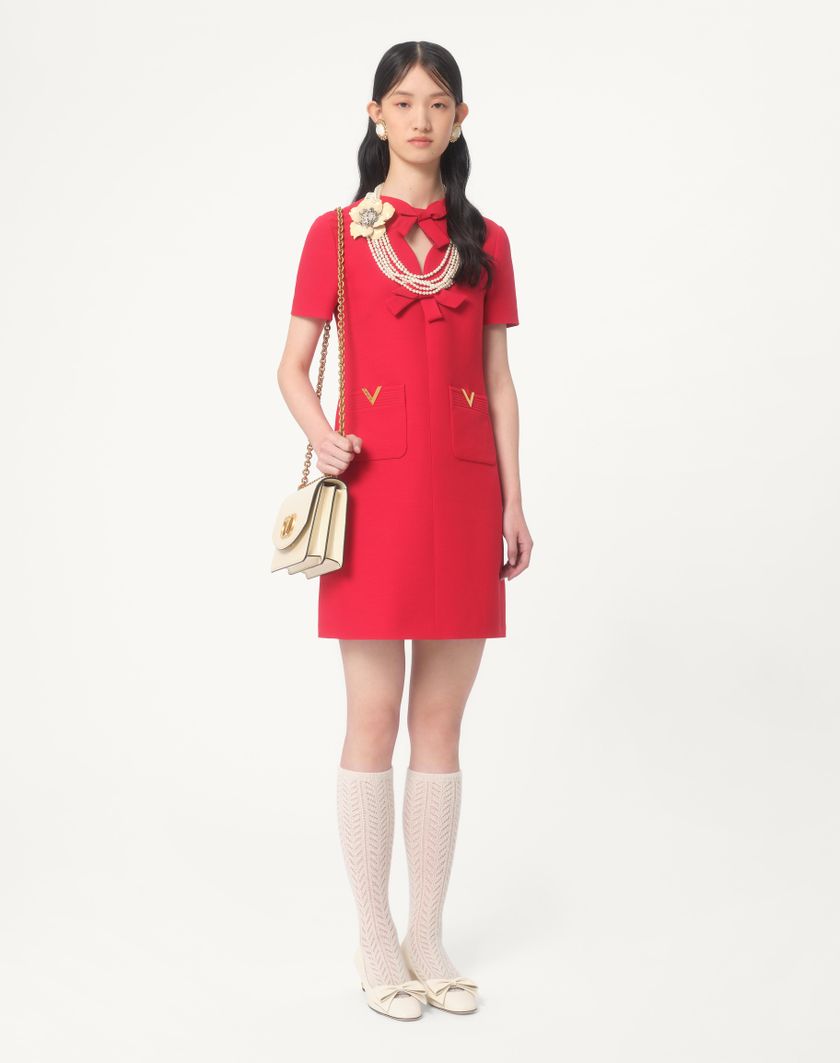 Valentino Handbags Abito Corto In Crepe Couture per Donna in Rosso | Valentino IT Novità