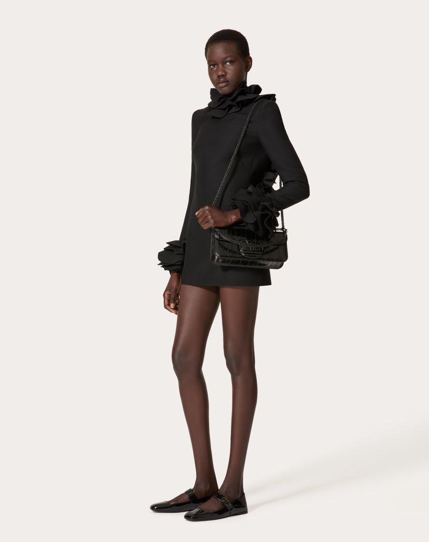 Valentino Handbags Abito Corto In Crepe Couture Ricamato per Donna in Nero | Valentino IT Economico