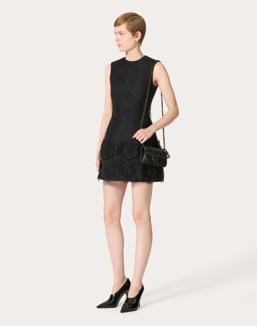 Valentino Handbags Abito Corto In Tulle Illusione Ricamato per Donna in Nero | Valentino IT Outlet