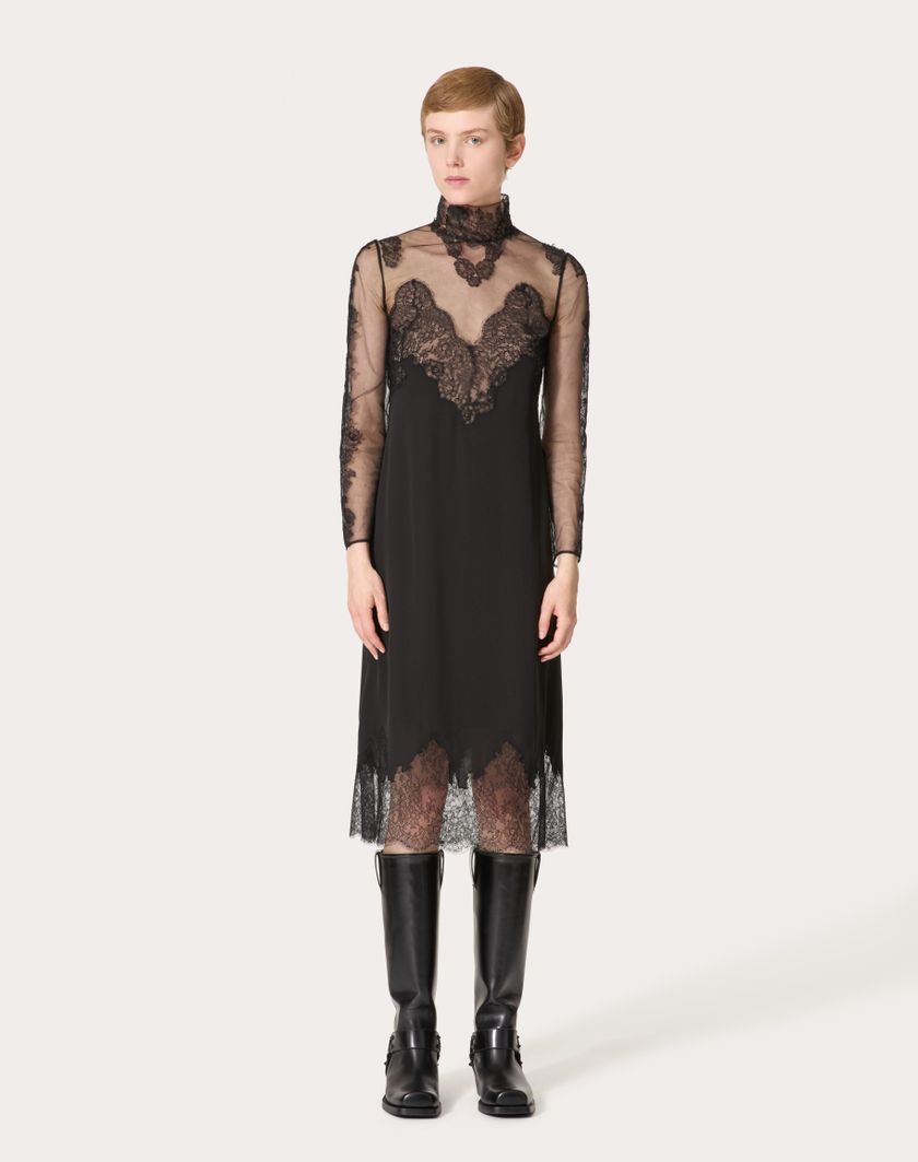 Valentino Handbags Abito Midi per Donna in Nero | Valentino IT Saldi Di Fabbrica