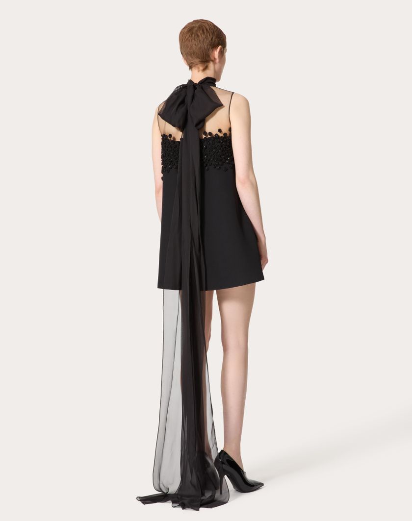 Valentino Handbags Abito Corto In Structured Couture Ricamato per Donna in Nero | Valentino IT Vendite Flash