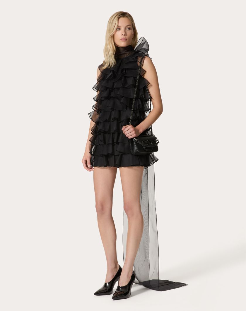 Valentino Handbags Abito Corto In Organza per Donna in Nero | Valentino IT Negozio