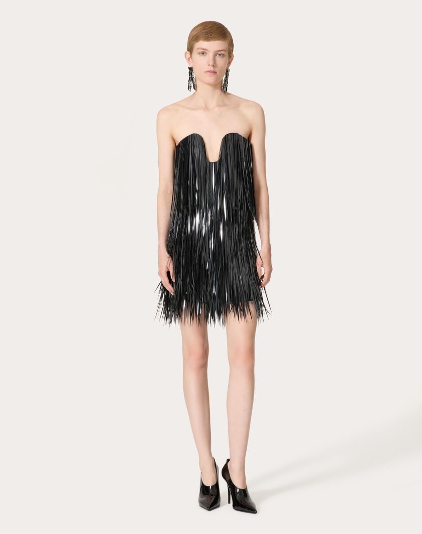 Valentino Handbags Abito Corto In Organza Ricamato per Donna in Nero | Valentino IT Nuova