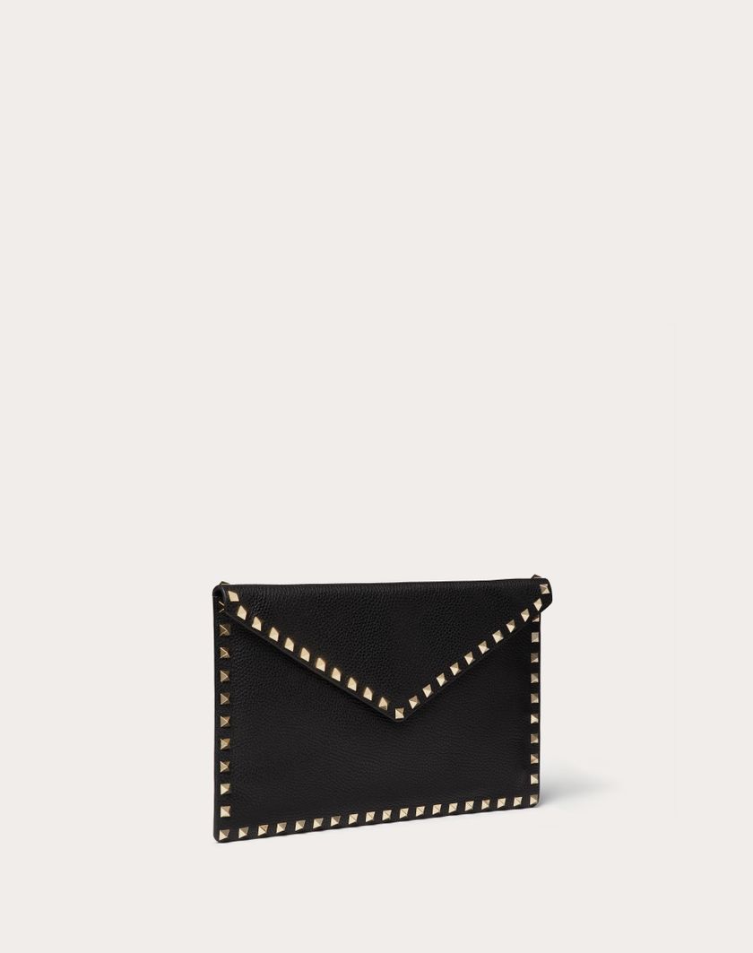 Valentino Handbags Pouch Rockstud In Vitello Granato per Donna in Nero | Valentino IT Shopping Online