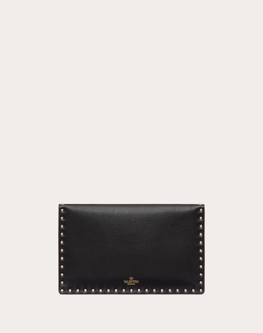 Valentino Handbags Pouch Rockstud In Vitello Granato per Donna in Poudre | Valentino IT Affare Del Giorno