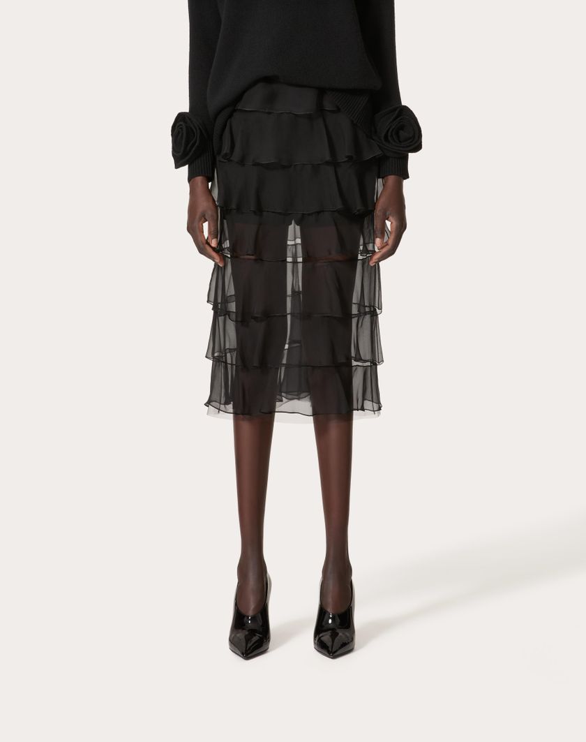 Valentino Handbags Gonna In Chiffon per Donna in Nero | Valentino IT Negozio