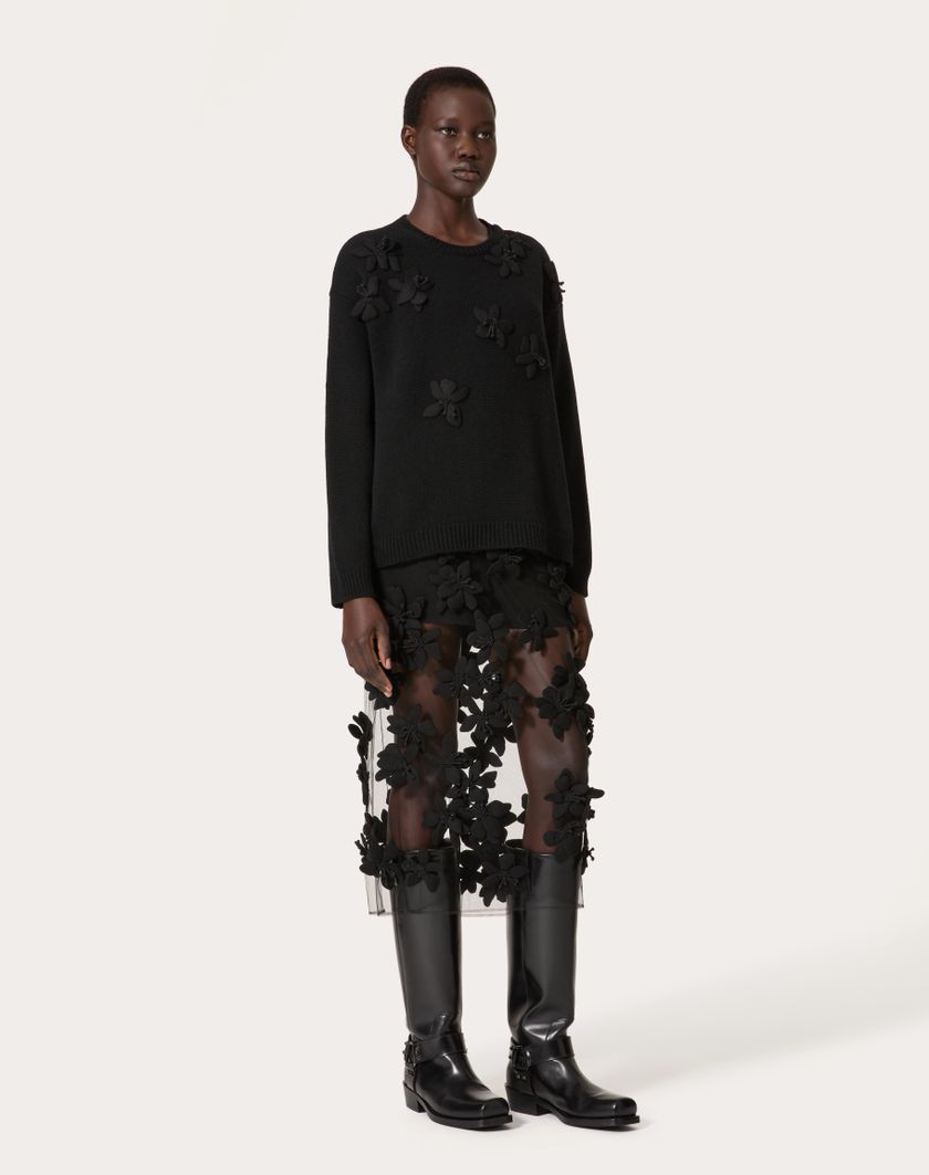 Valentino Handbags Maglia In Lana Ricamata per Donna in Nero | Valentino IT Moda
