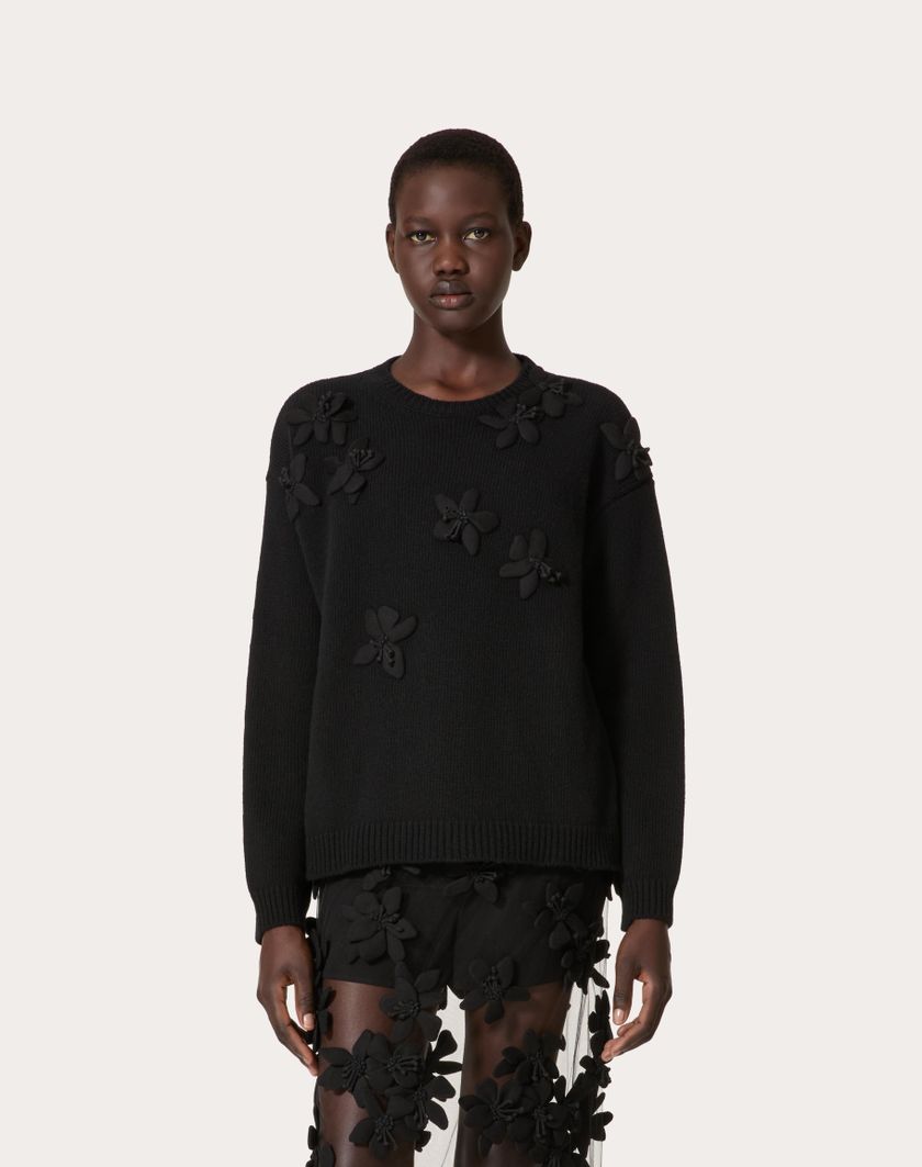 Valentino Handbags Maglia In Lana Ricamata per Donna in Nero | Valentino IT Moda