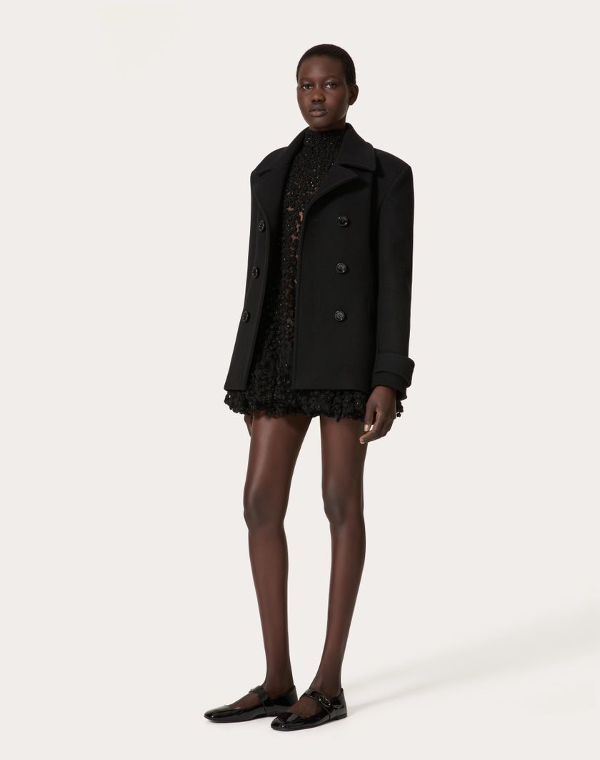 Valentino Handbags Caban In Compact Coat per Donna in Nero | Valentino IT 2025