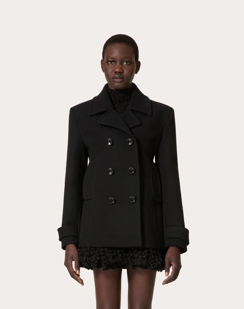 Valentino Handbags Caban In Compact Coat per Donna in Nero | Valentino IT 2025
