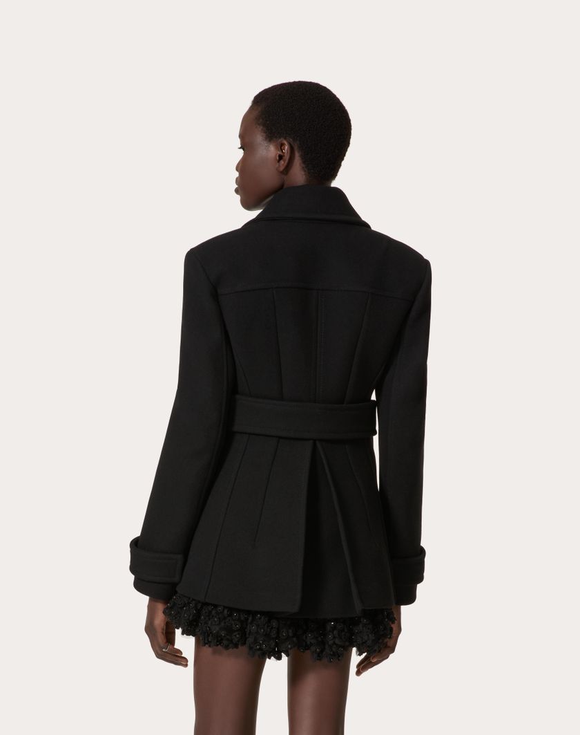 Valentino Handbags Caban In Compact Coat per Donna in Nero | Valentino IT 2025