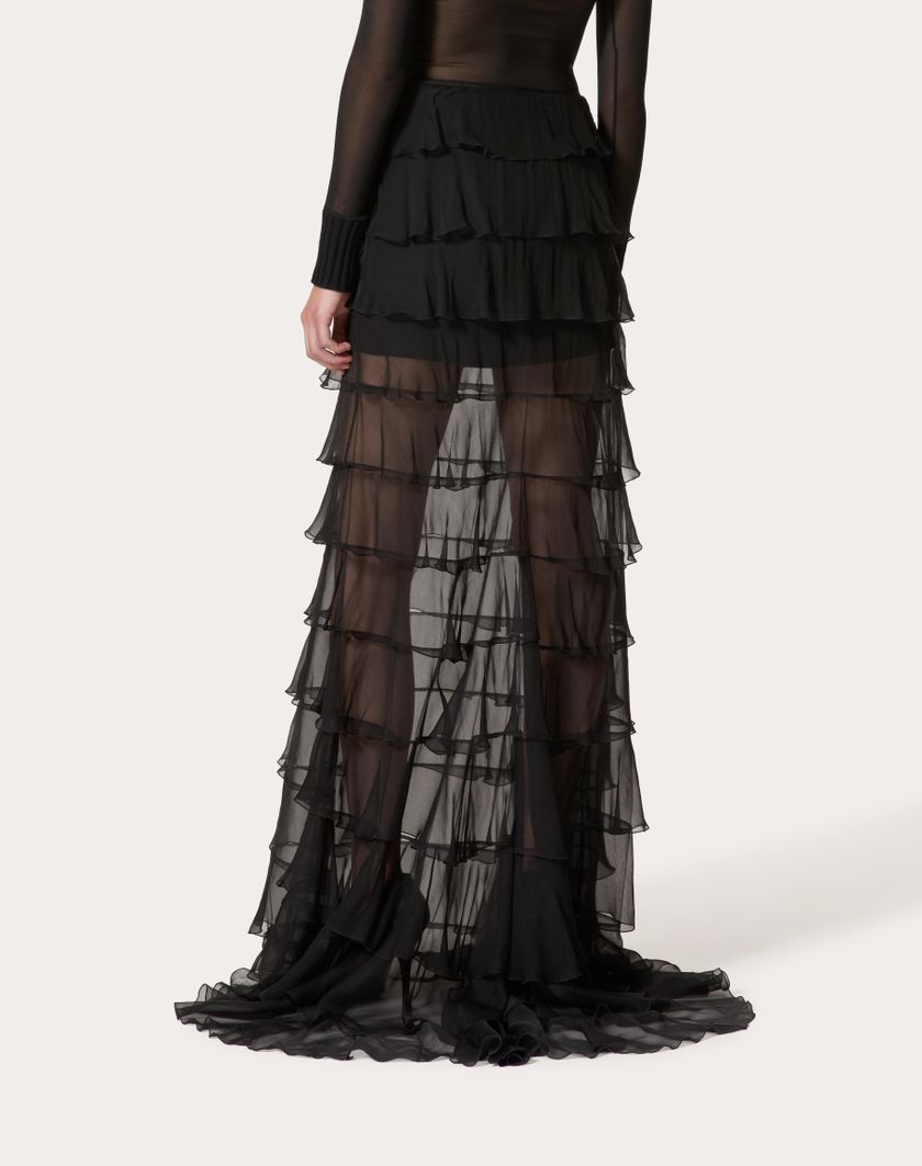Valentino Handbags Gonna Lunga In Chiffon per Donna in Nero | Valentino IT Qualità