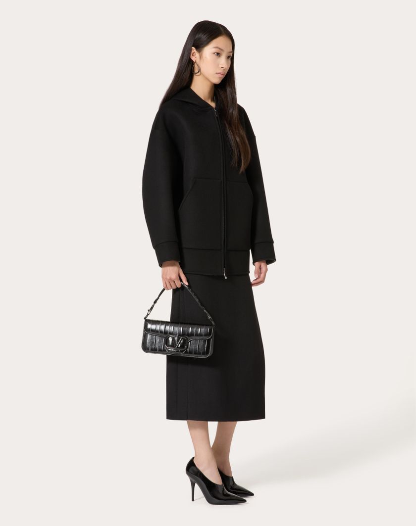 Valentino Handbags Caban In Compact Drap per Donna in Nero | Valentino IT Spedizione Gratuita
