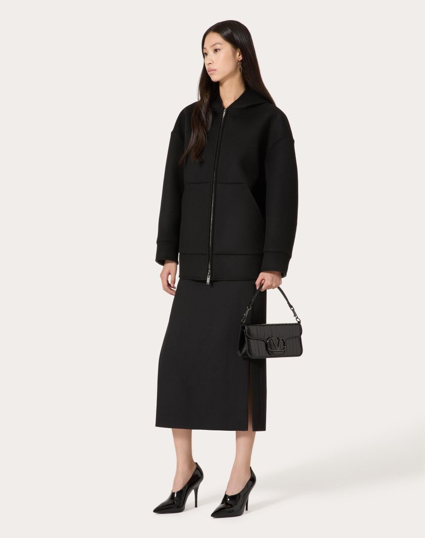 Valentino Handbags Gonna Midi In Grisaille per Donna in Nero | Valentino IT Pezzi Unici