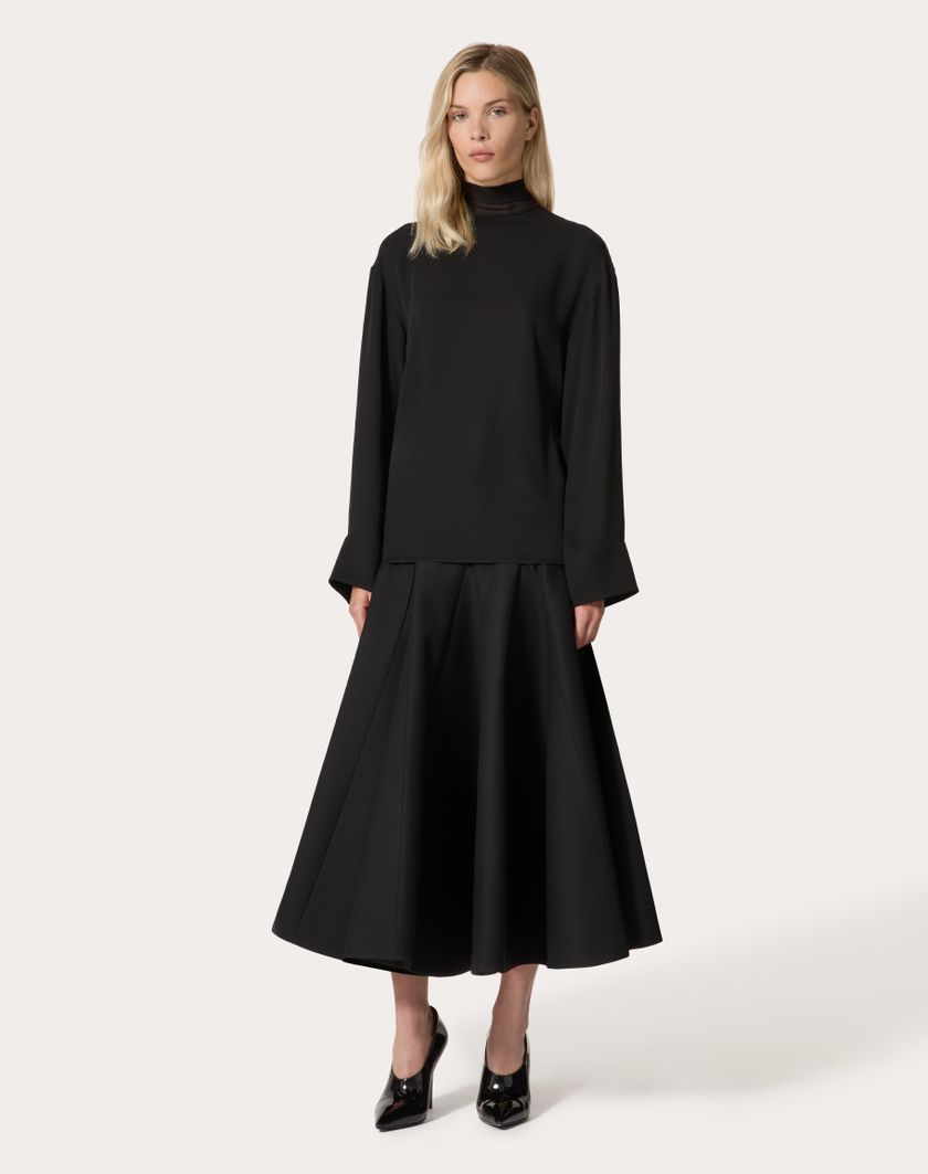 Valentino Handbags Top In Georgette per Donna in Nero | Valentino IT Negozi Online