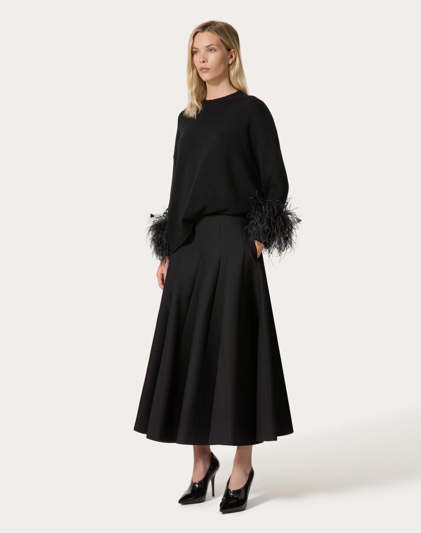 Valentino Handbags Gonna Midi In Crepe Couture per Donna in Nero | Valentino IT Acquista Ora