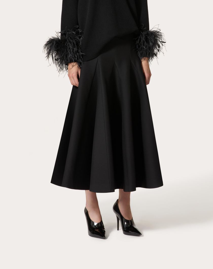 Valentino Handbags Gonna Midi In Crepe Couture per Donna in Nero | Valentino IT Acquista Ora